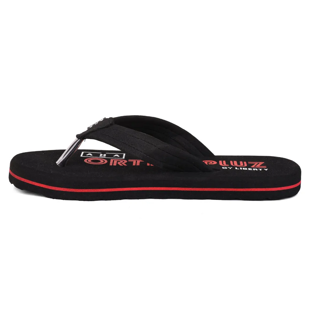 A-HA Casual Black Flip-Flops For Men ORTHO-1 By Liberty