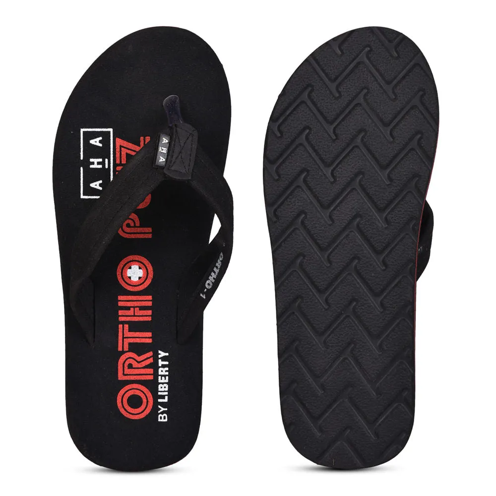 A-HA Casual Black Flip-Flops For Men ORTHO-1 By Liberty