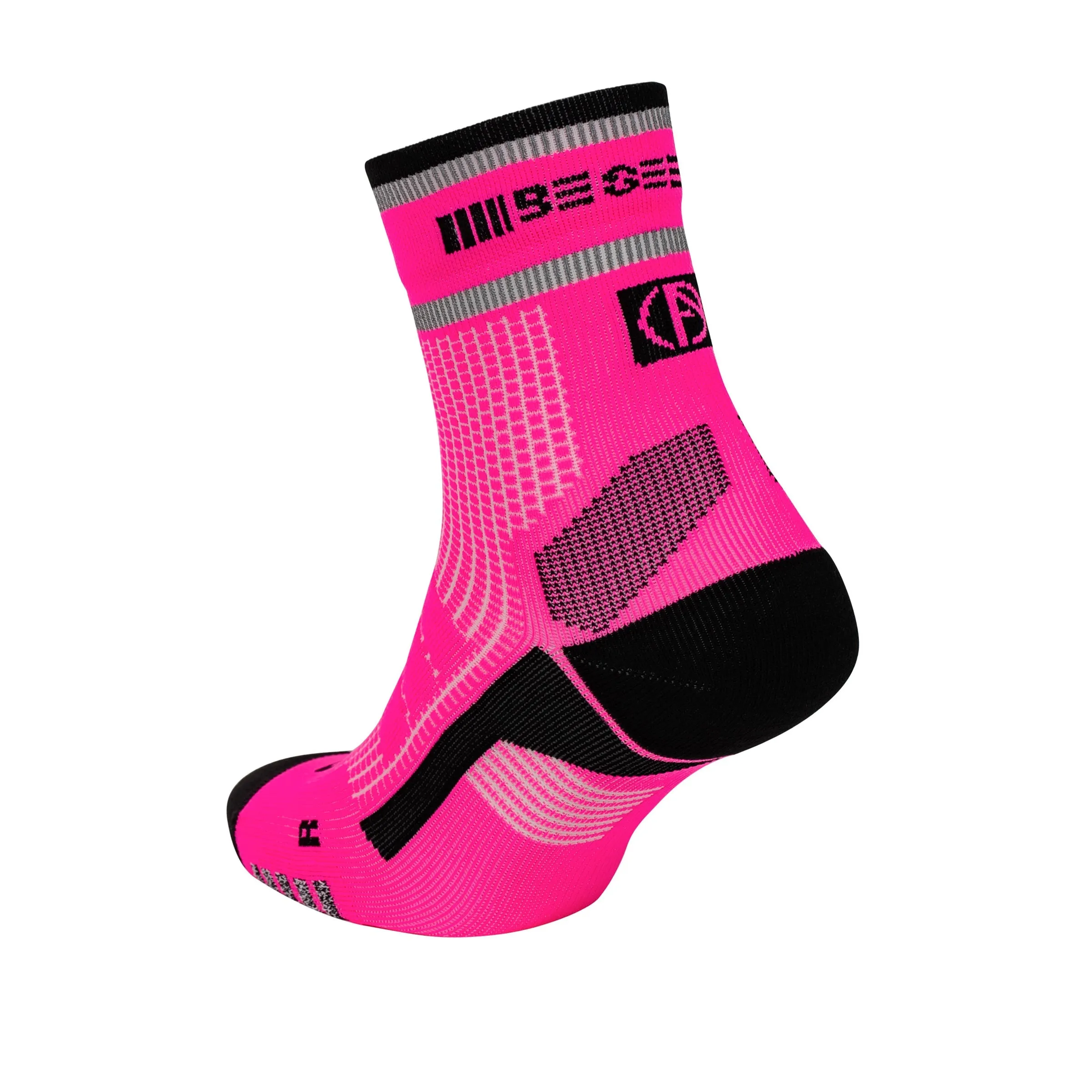 Absolute 360 Be Seen Performance Running Sock Quarter - Neon pink