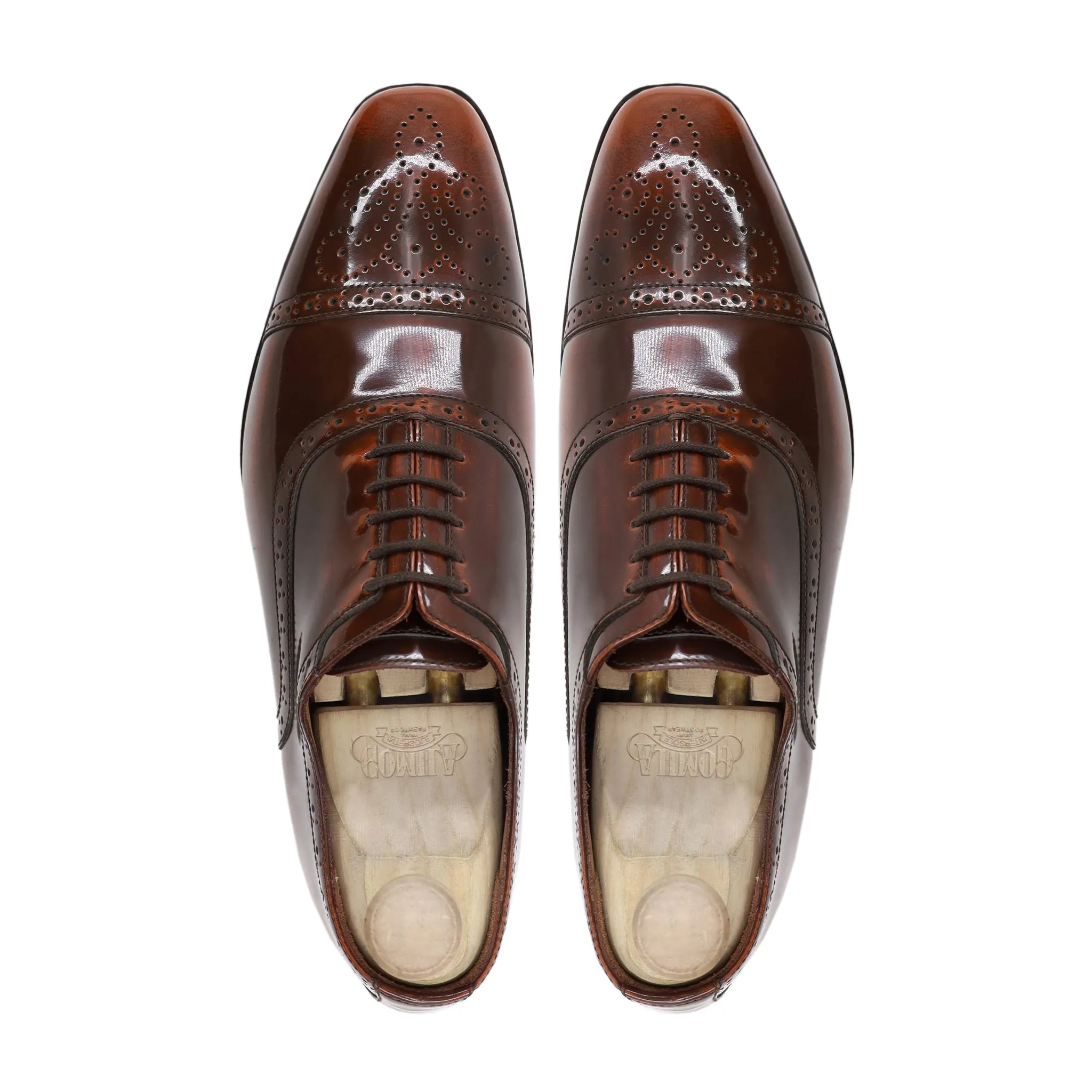 ALPER - TAN BROWN BOX LEATHER HIGH SHINE OXFORD