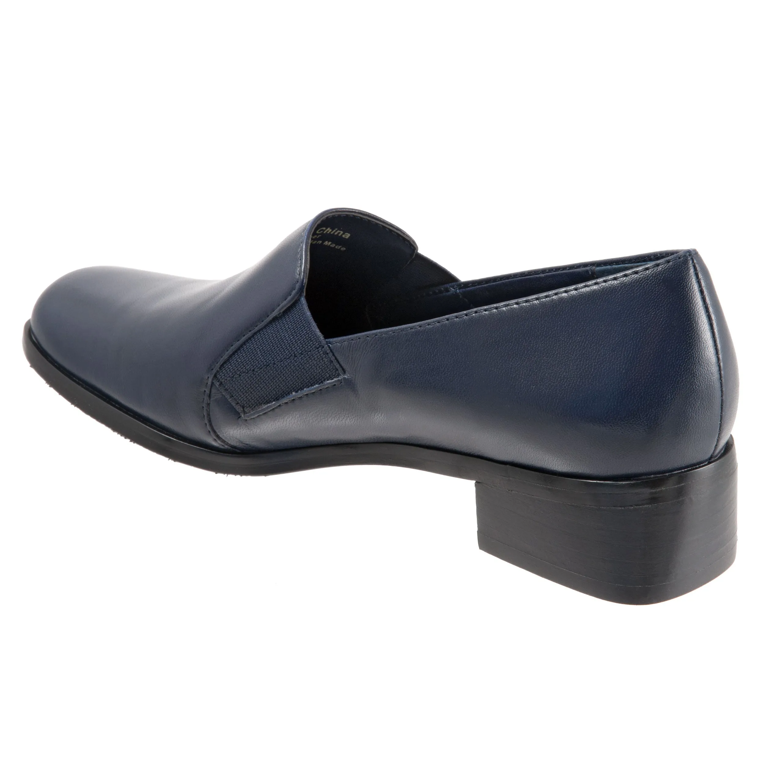 Ash Leather Navy Slip On Shoes