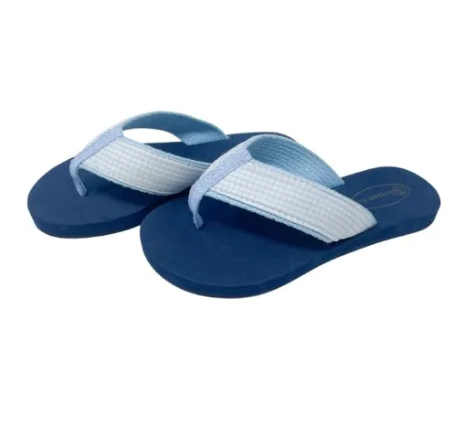 Blue Gingham Flip Flops