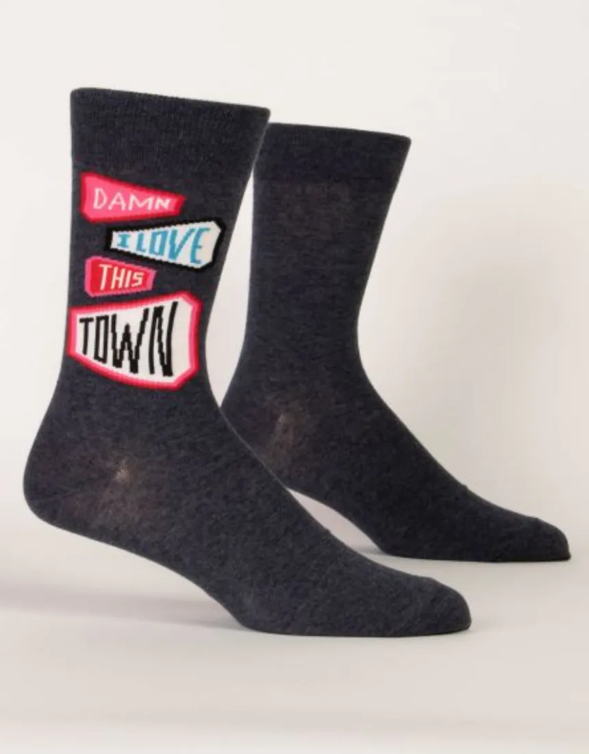 Blue Q - Damn I Love This Town M-Crew Socks