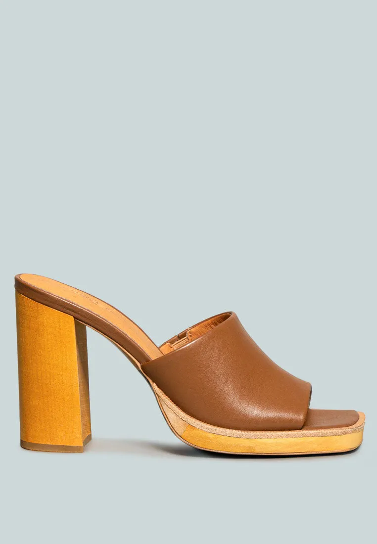 Carey Leather High Heeled Block Sandal