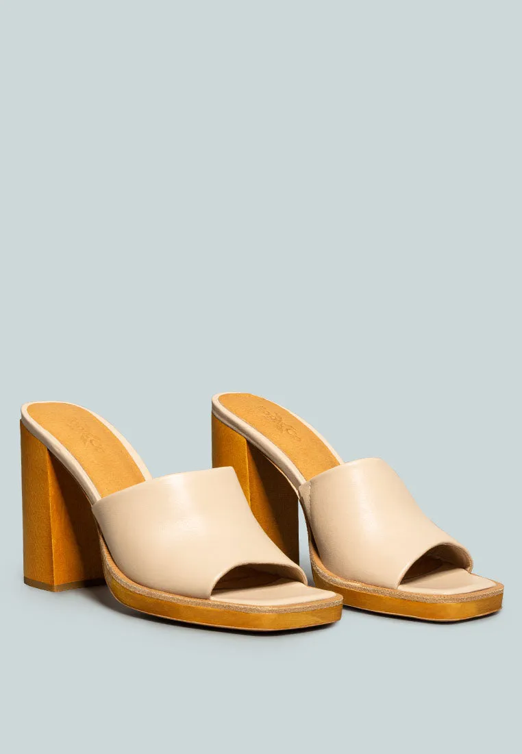 Carey Leather High Heeled Block Sandal