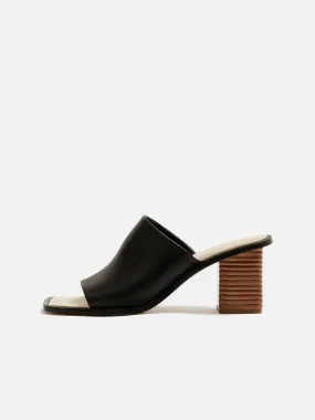 Coop Stacked Heel Leather Mule | Black