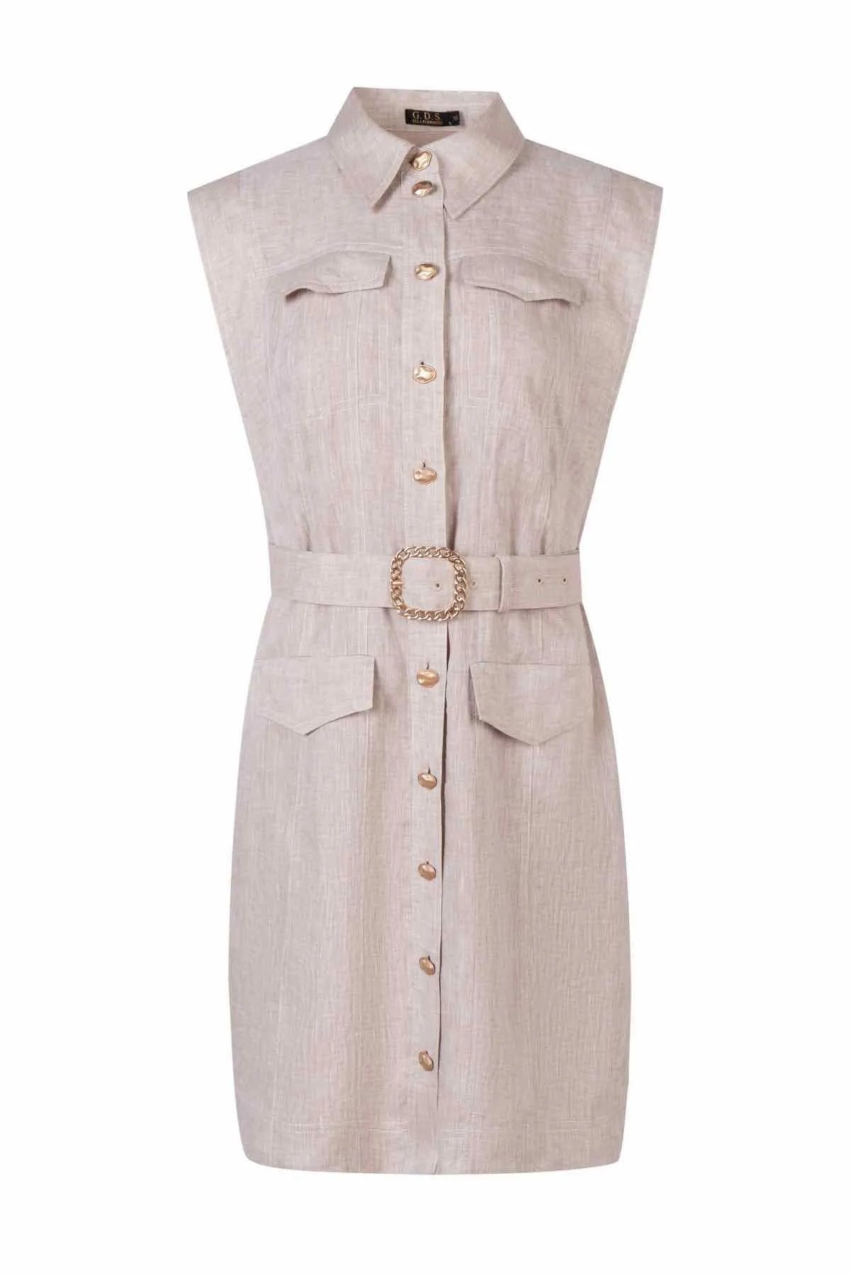 Giselle Linen Mini Dress - French Oak