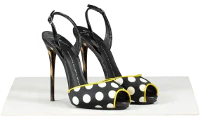 Giuseppe Zanotti Multicoloured Black Satin Polka Dot Sandal Heels UK 5 EU 38 👠