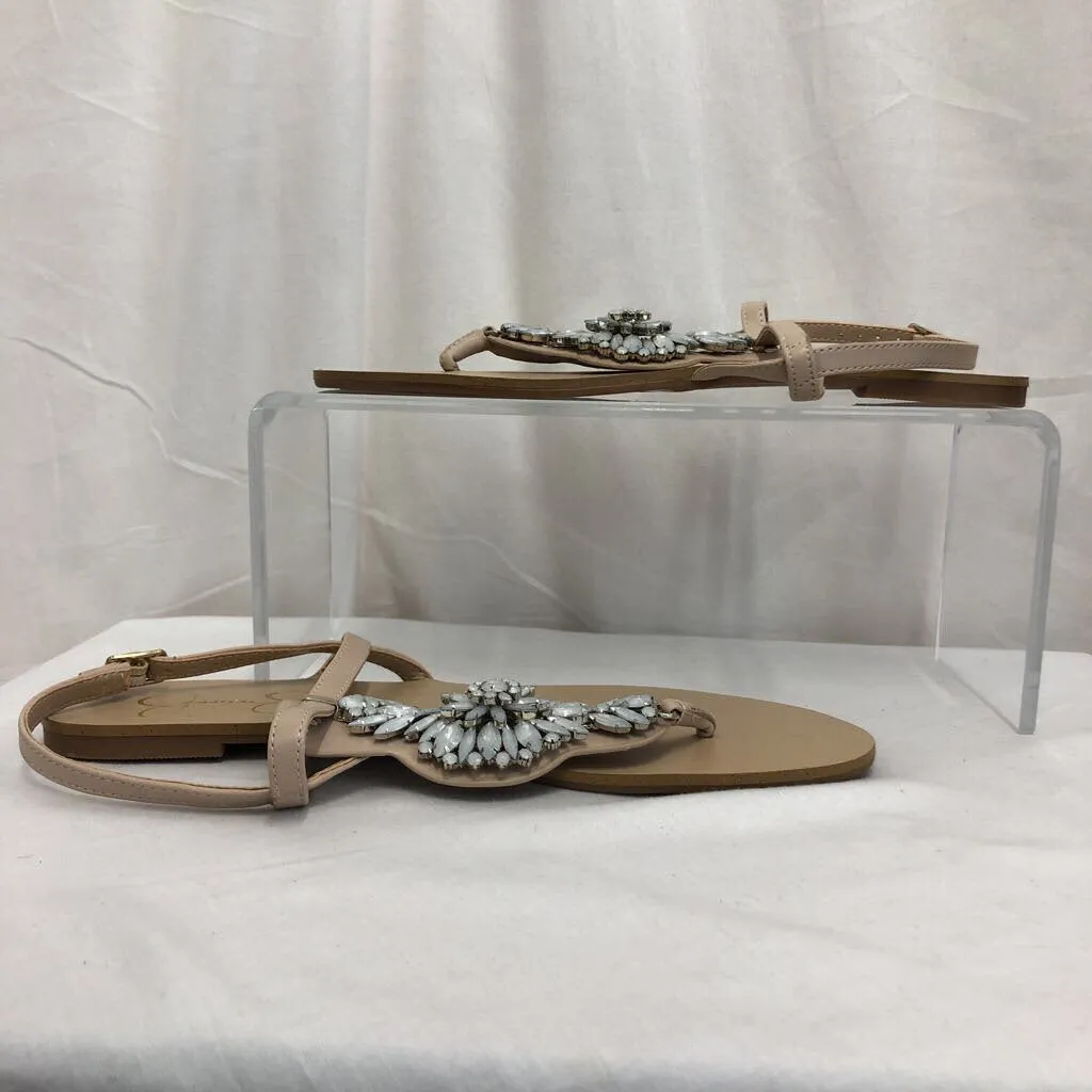 JESSICA SIMPSON BELA BEJEWLED FLIP FLOPS SZ 8.5M TCC