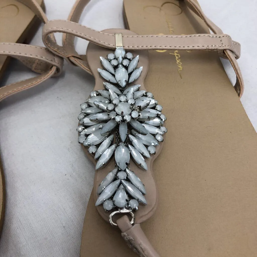 JESSICA SIMPSON BELA BEJEWLED FLIP FLOPS SZ 8.5M TCC