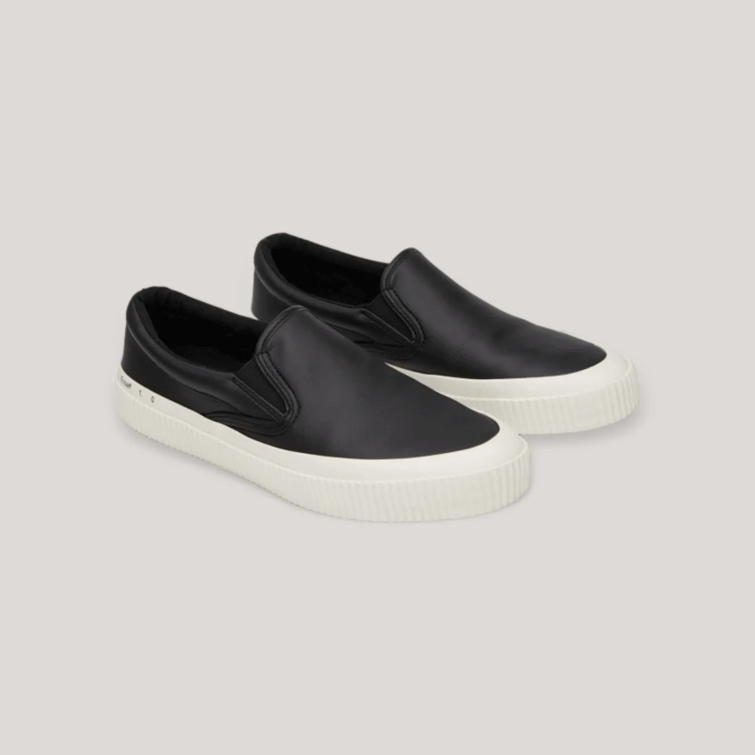 Jonic Grape Leather Slip-Ons - Black | Men's