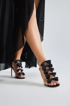 Julie Satin Bow Heels - Black