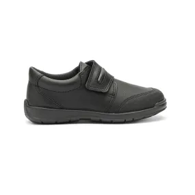 Leather Single Rip-tape School Trainers in Black