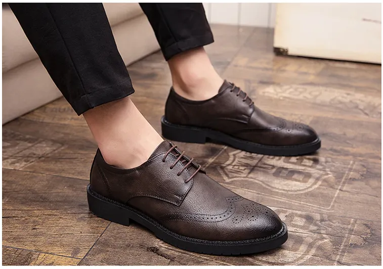 Men's British Carved Style Genuine Leather Shoes