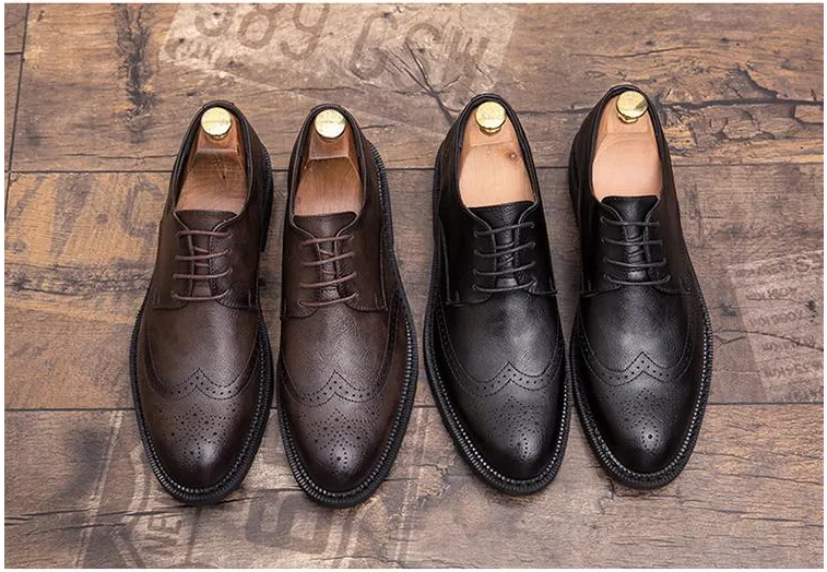 Men's British Carved Style Genuine Leather Shoes