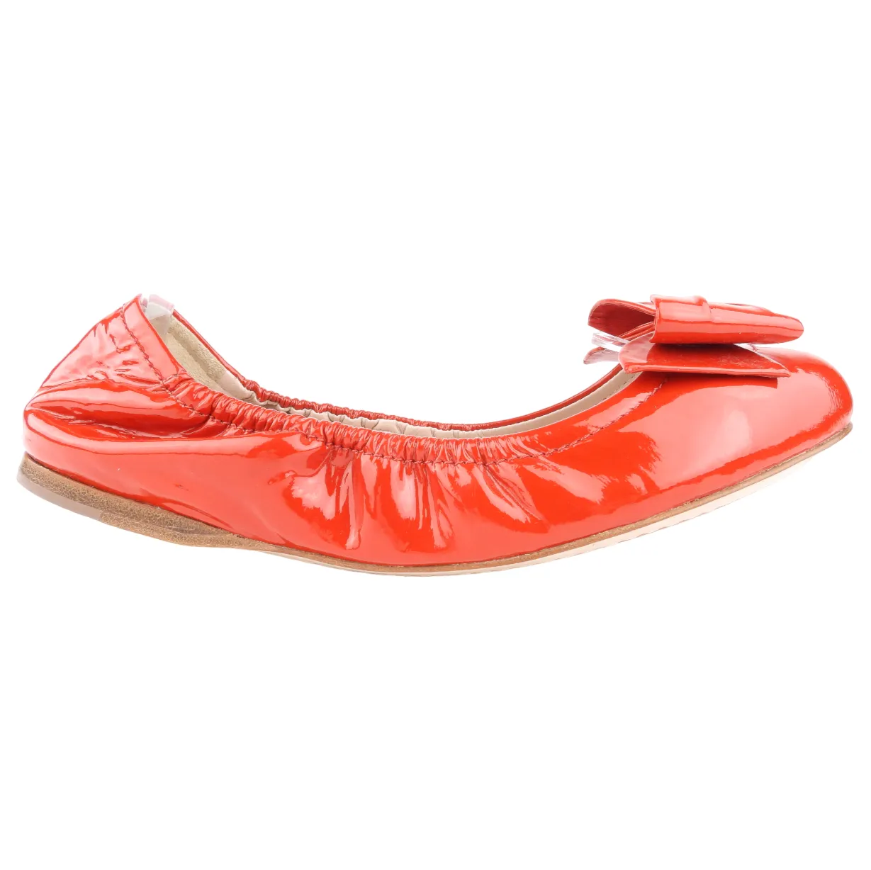 Miu Miu Red Patent Ruched Bow Ballerina Flats - 39