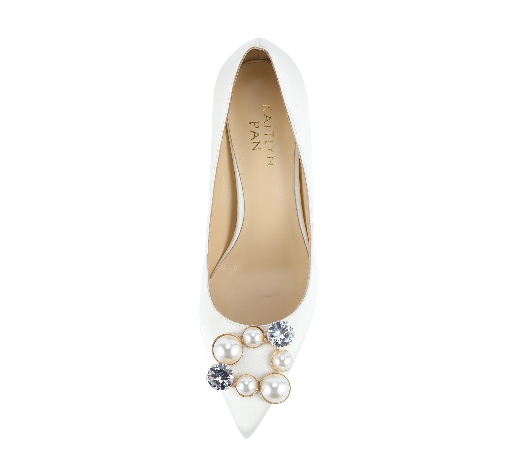 Pearl Buckle Satin Pumps