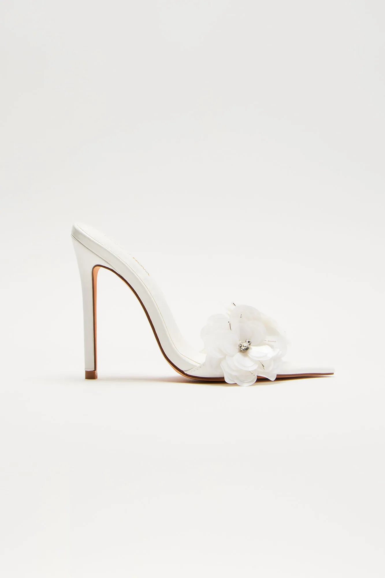 White Petal Power Embellished Mules