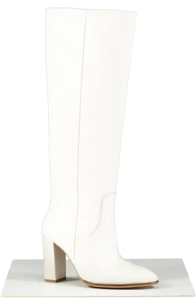 River Island White Leather Charlotte Boot UK S