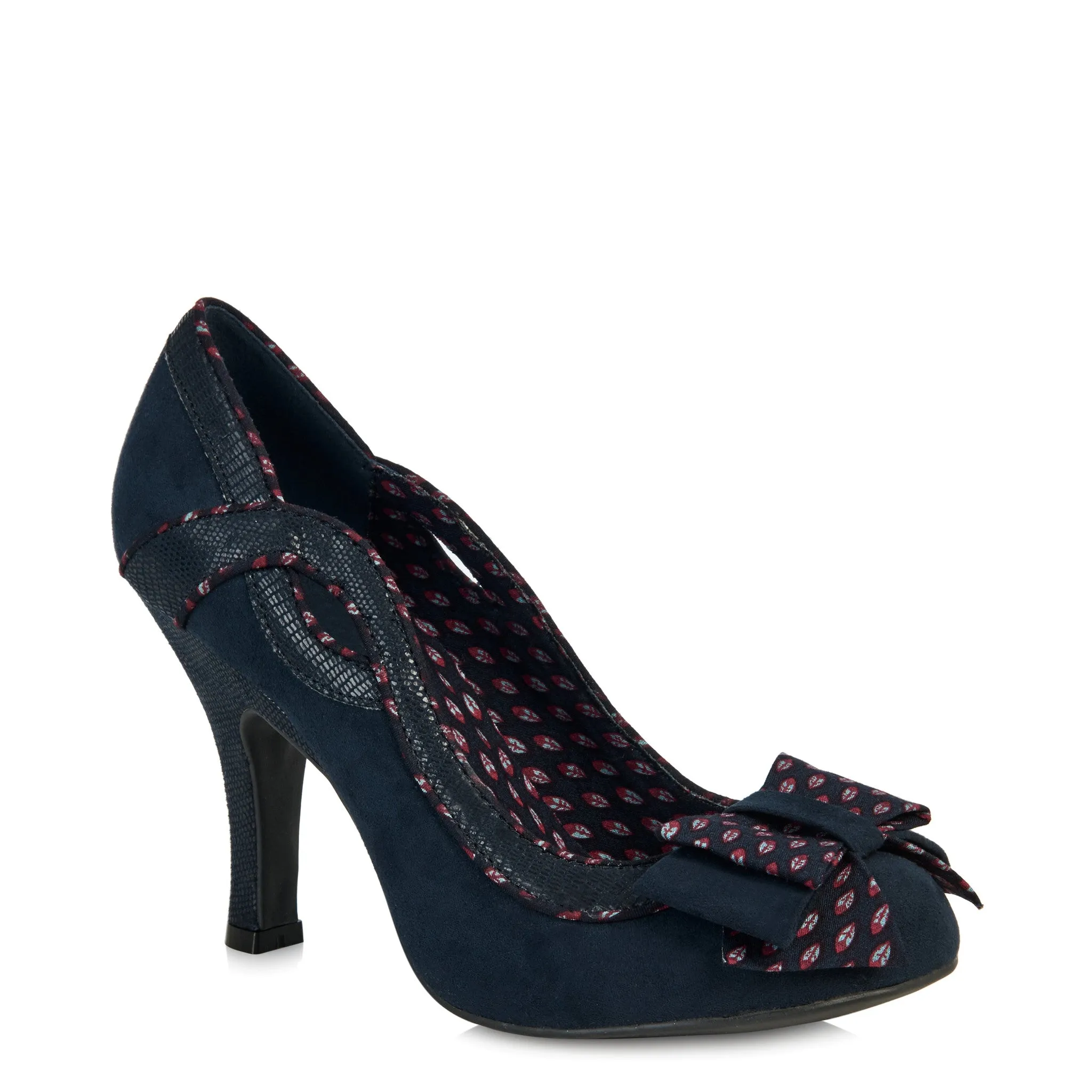 Ruby Shoo Navy Blue Bow Vamp High Heel Court Shoes