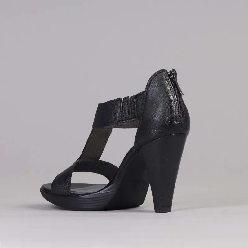 T-Bar High Heel Sandal in Black - 12552