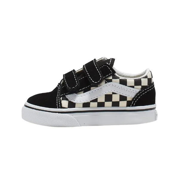 Vans Toddler Old Skool V Primary Check Shoe - Black/White