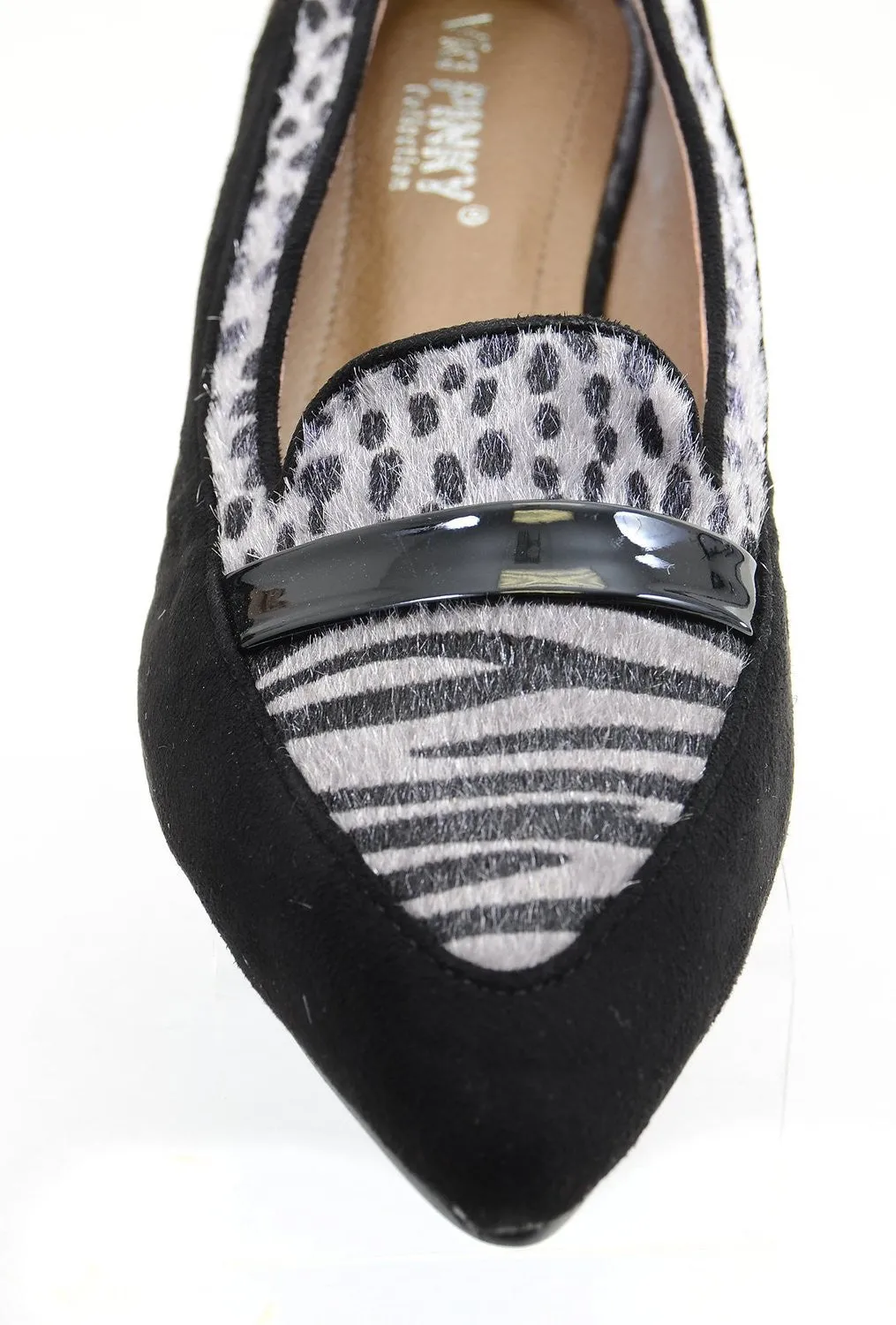 Zebra Dots Vegan Suede & Pony Hair Penny Loafer Women's Flats