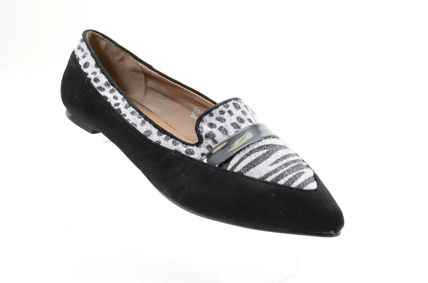 Zebra Dots Vegan Suede & Pony Hair Penny Loafer Women's Flats